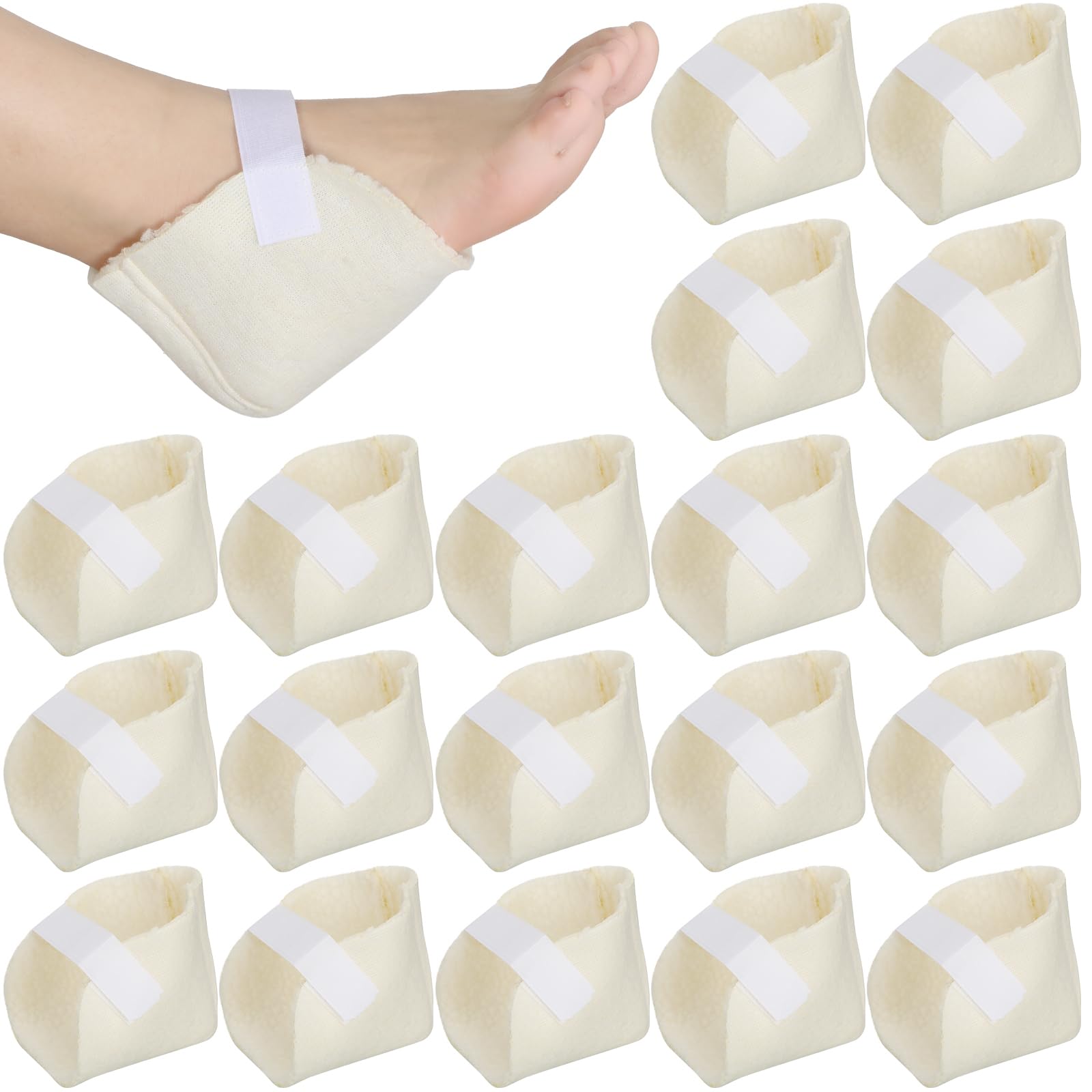 Sosation 4 Pairs Heel Protectors Sheepskin Heel Protectors for Pressure Sores Soft Cushions Pads for Boot Ankle Foot, Adjustable