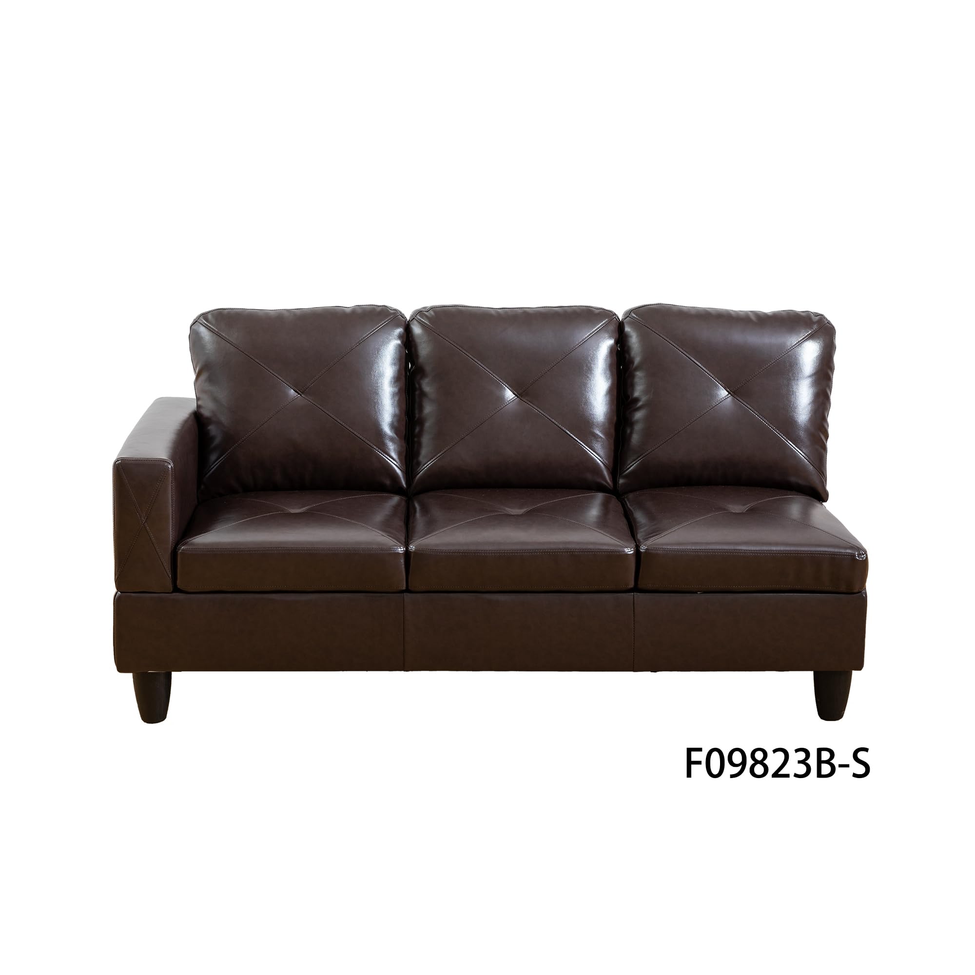 BLUECC Faux Leather Sofa – Modern Couch with Sturdy Frame, Comfortable Cushioning, Easy-to-Clean Upholstery for Living Room, Apartment, Office, or Home Décor (F09823B-S, Left arm sofa only)