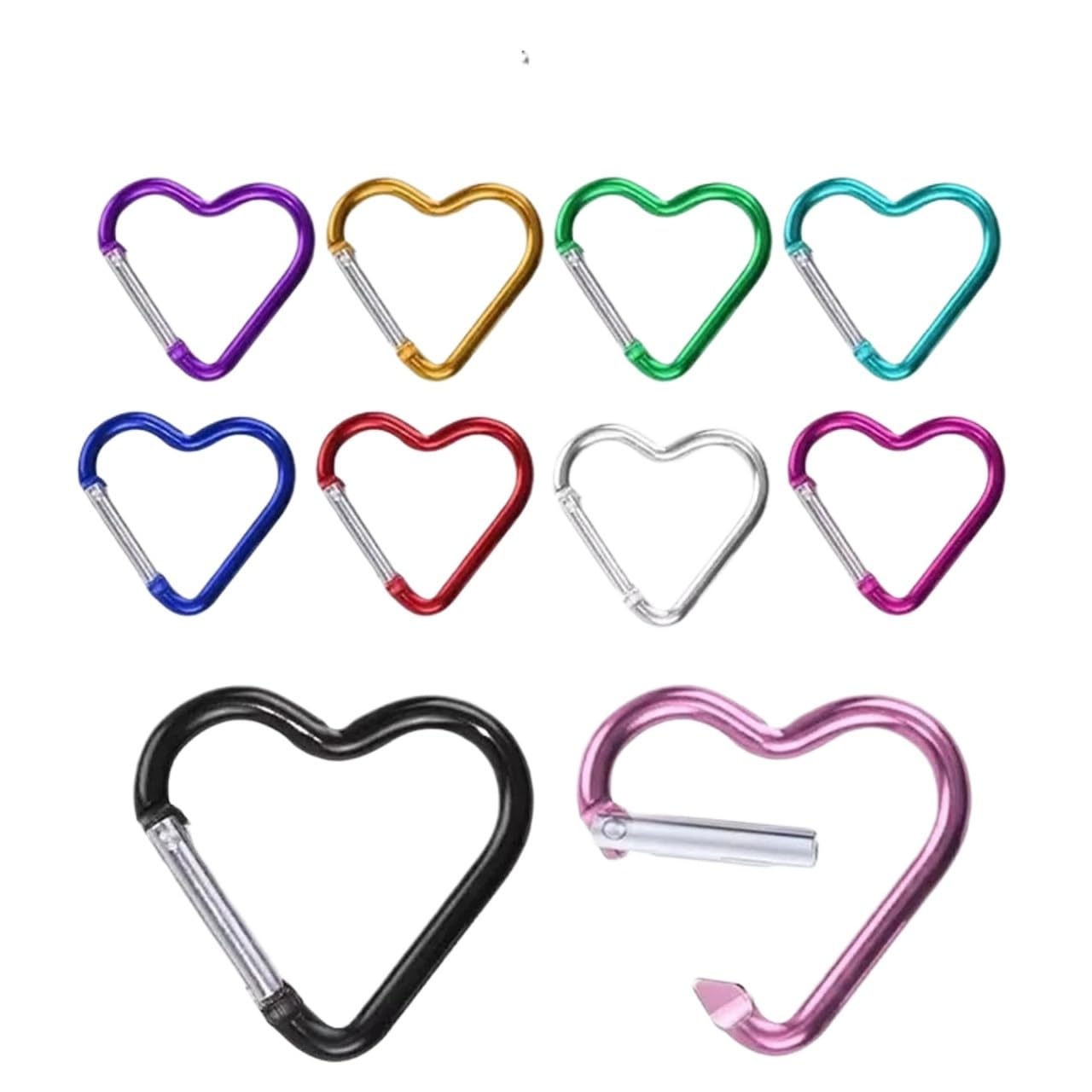 GHHZML Water Bottle Clip 10PCS Heart Shaped Carabiner Aluminum Alloy Clip For Backpack Water Bottle Keychain Outdoor