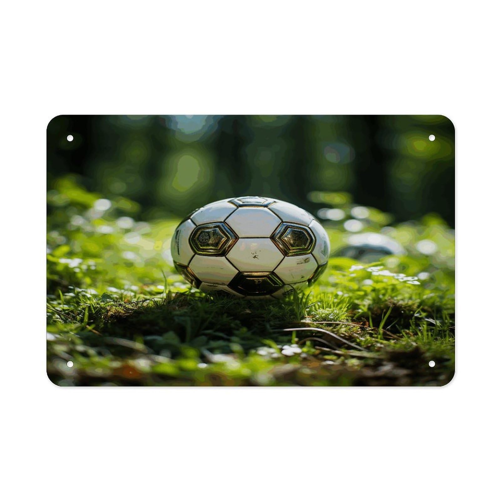 Fekiloot Style Football On The Grass Metal Signs Wall Art Tin Sign