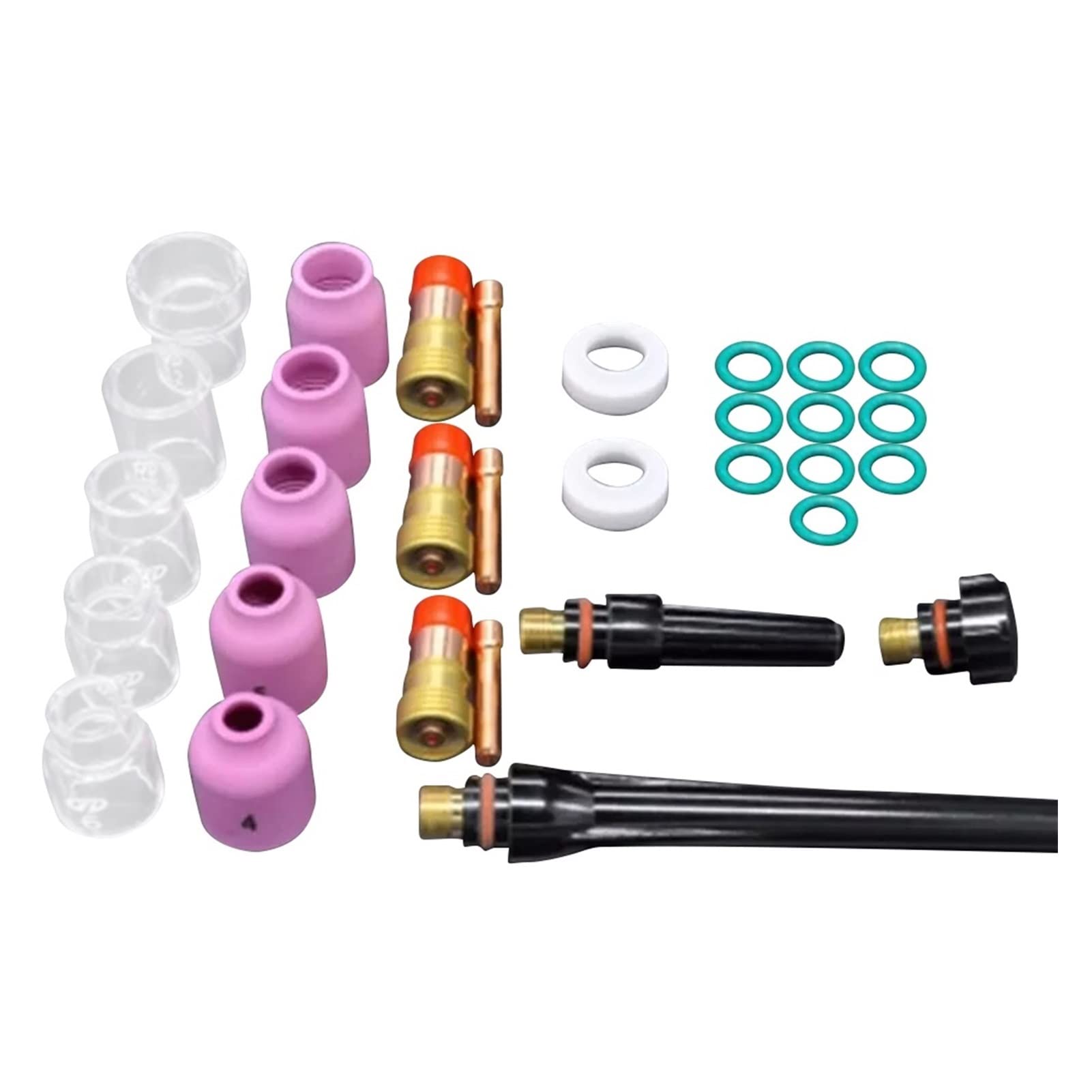 31 Uds Accesorios de soplete Soldadura Kit Copa Cristal Lente Gas rechoncho for WP-17/18/26 Boquilla