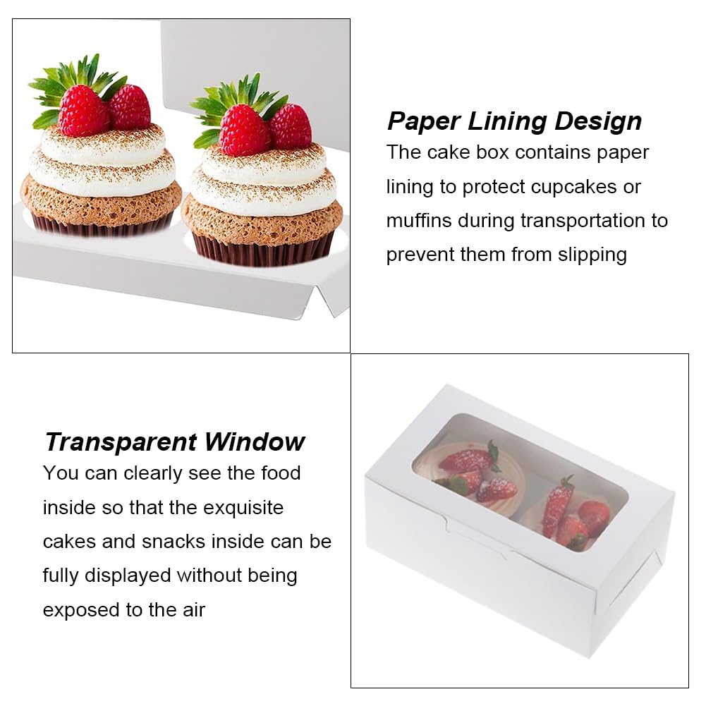 Scatole per Cupcake, Scatole per Dolci, Scatola per Biscotti, Scatola per Muffin, Porta Cupcake Cartone con Finestra Trasparente, per il Trasporto di Muffin, Torte, Dessert, Ciambelle, 20 Pezzi