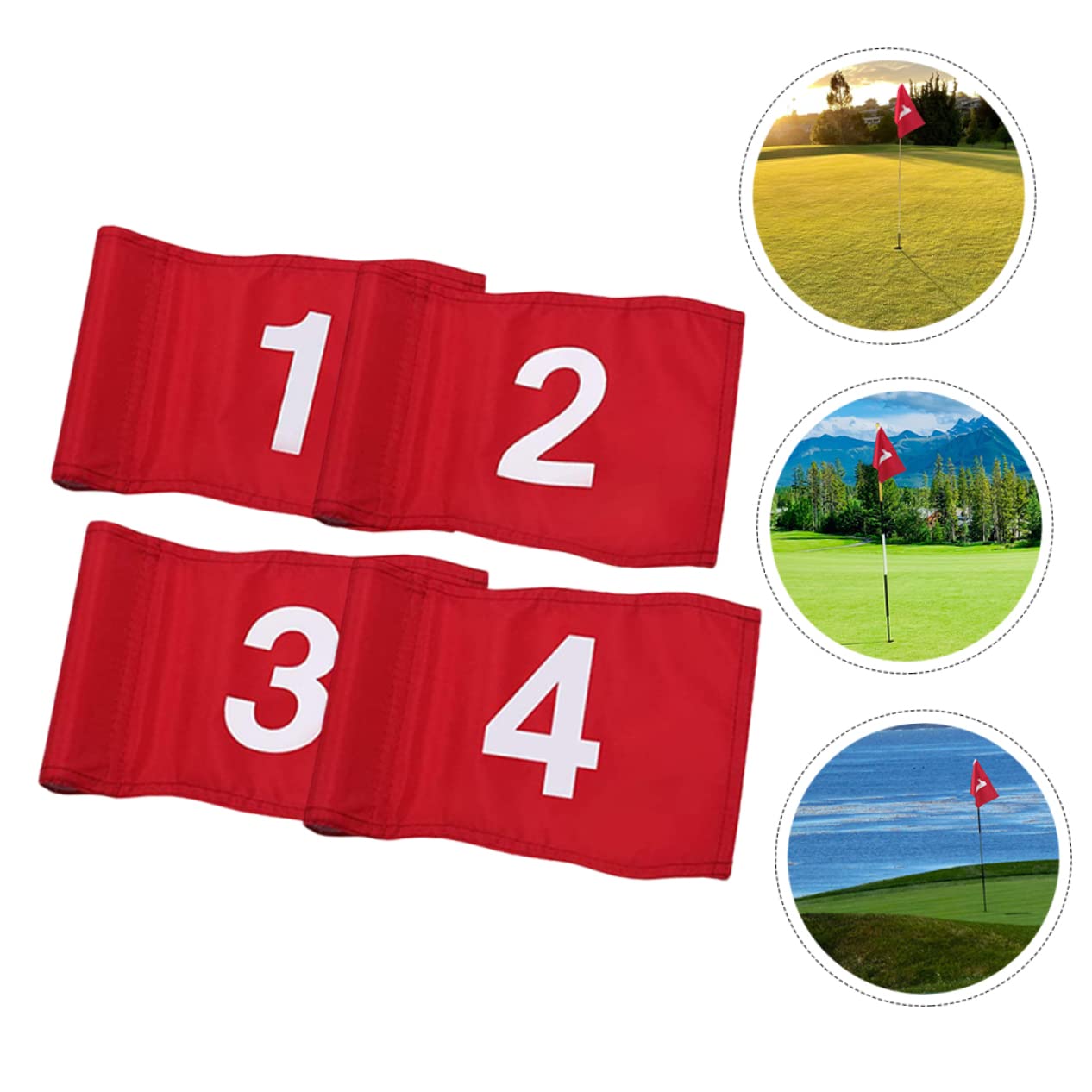 Parliky Set of 4 Golfs Flags Practical Golfing Flags Small Size Numbered for Easy Identification and Resistant to Wear and Rays