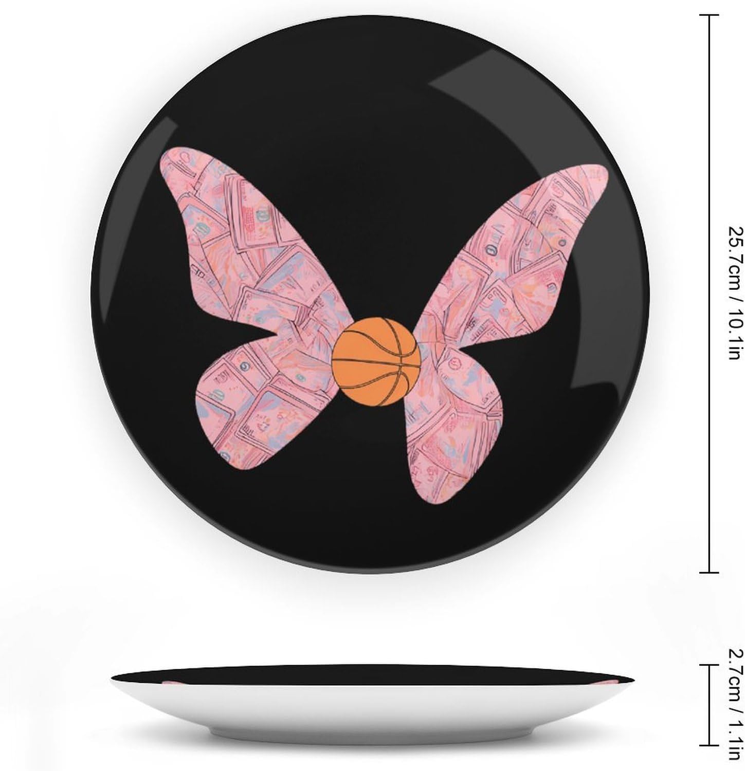 Butterflies Banknotes Basketball Decorative Plates for Display Ceramic Plate Tray with Stand Hanger Home Decor