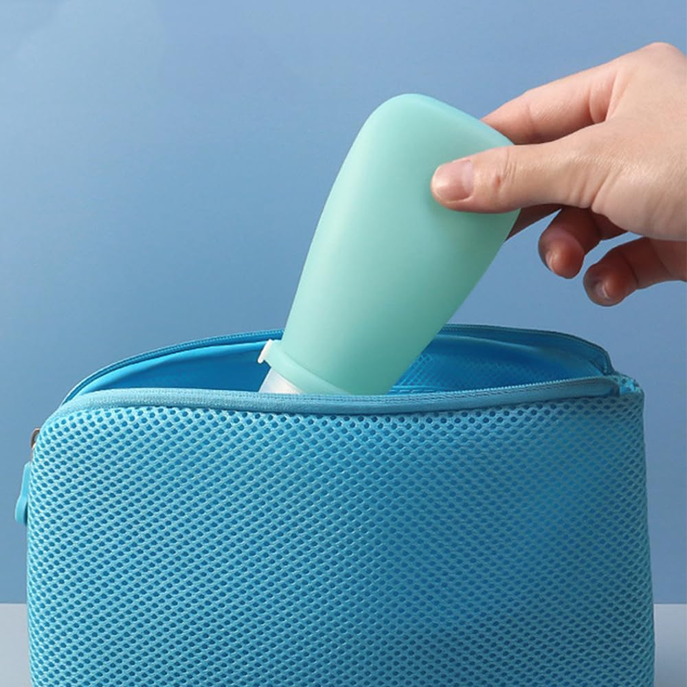 50 botellas de silicona vacías suaves y recargables para cosméticos, tubo de viaje, contenedor portátil a prueba de fugas para champú, loción, contenedor portátil (rosa oscuro, 90 ml)