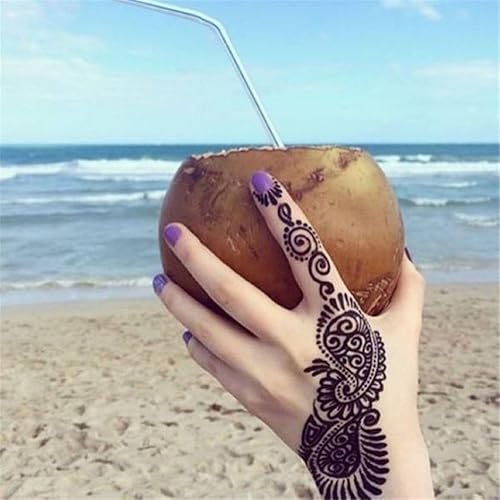 Miniatura 3 de Kit de plantillas de tatuaje de henna, juego de tatuajes unisex reutilizables temporales indio árabe para pintura de arte corporal