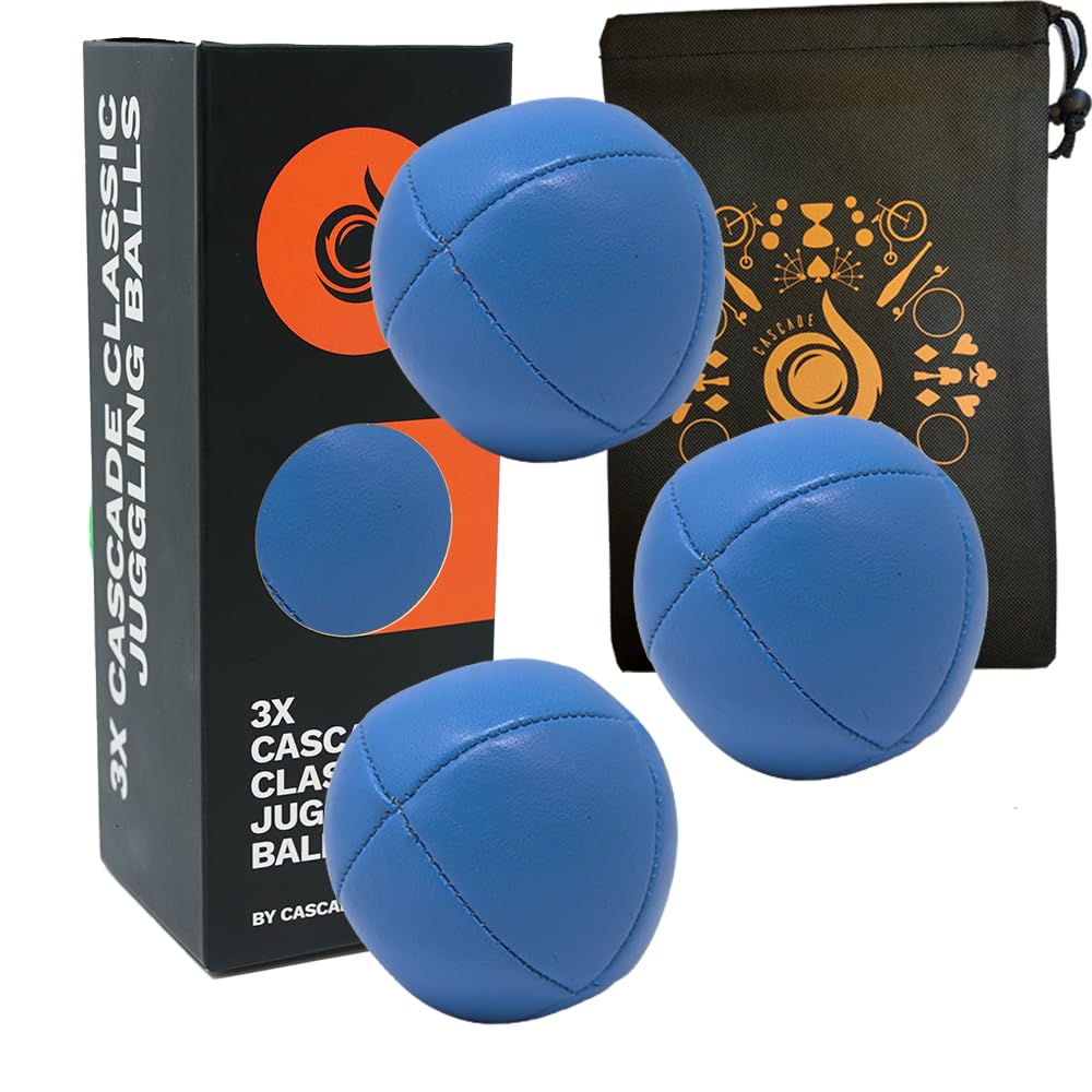3 x Pro 105g Cascade 8 Panel Thud Juggling Balls & Bag - Set of 3 Juggling Balls (Blue)