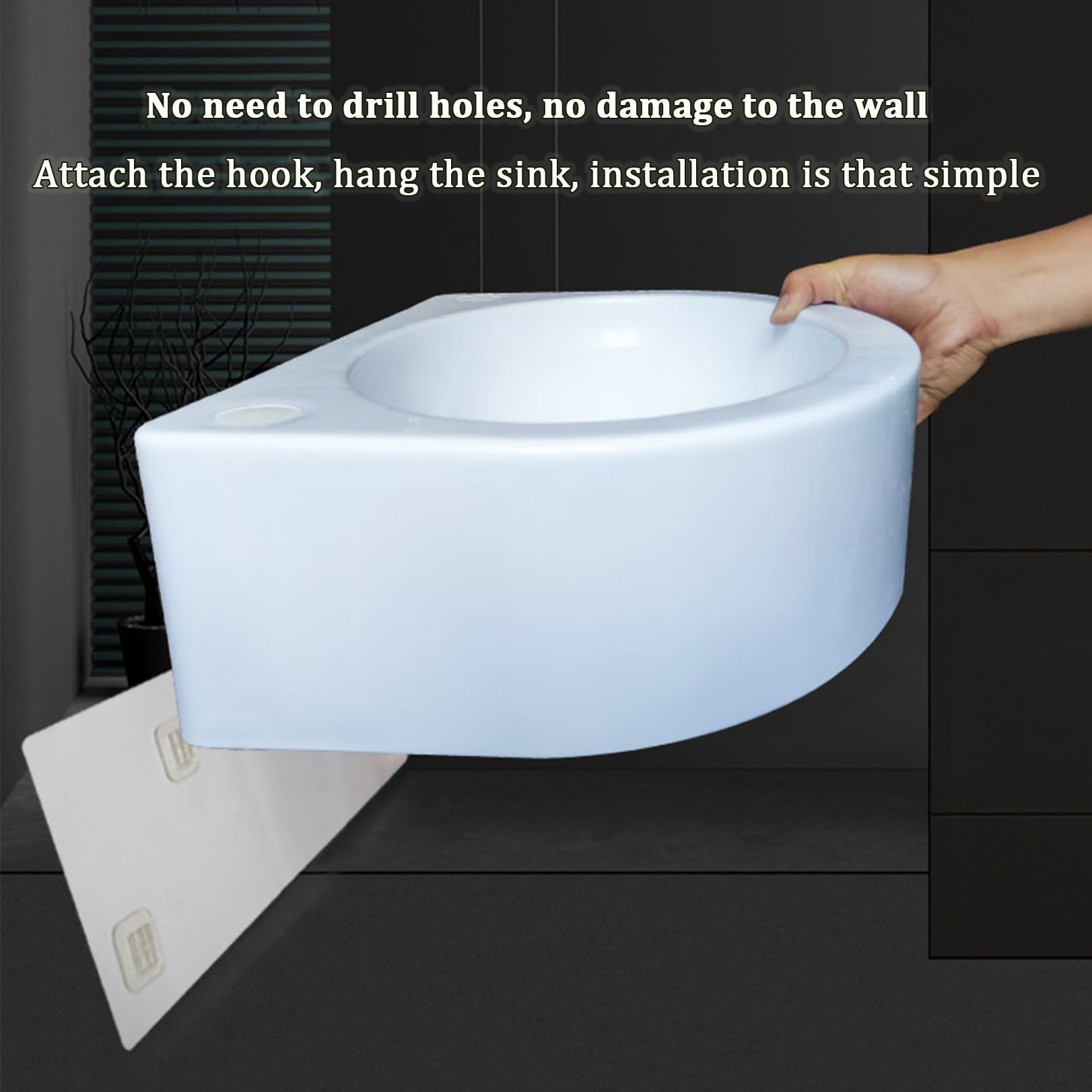 Lavabo Moderno Bianco a Parete, lavabo sospeso per Lavaggio Mani, Ideale per Campeggio, Barca, casa Vacanze, Cantina, roulotte e Bagno.