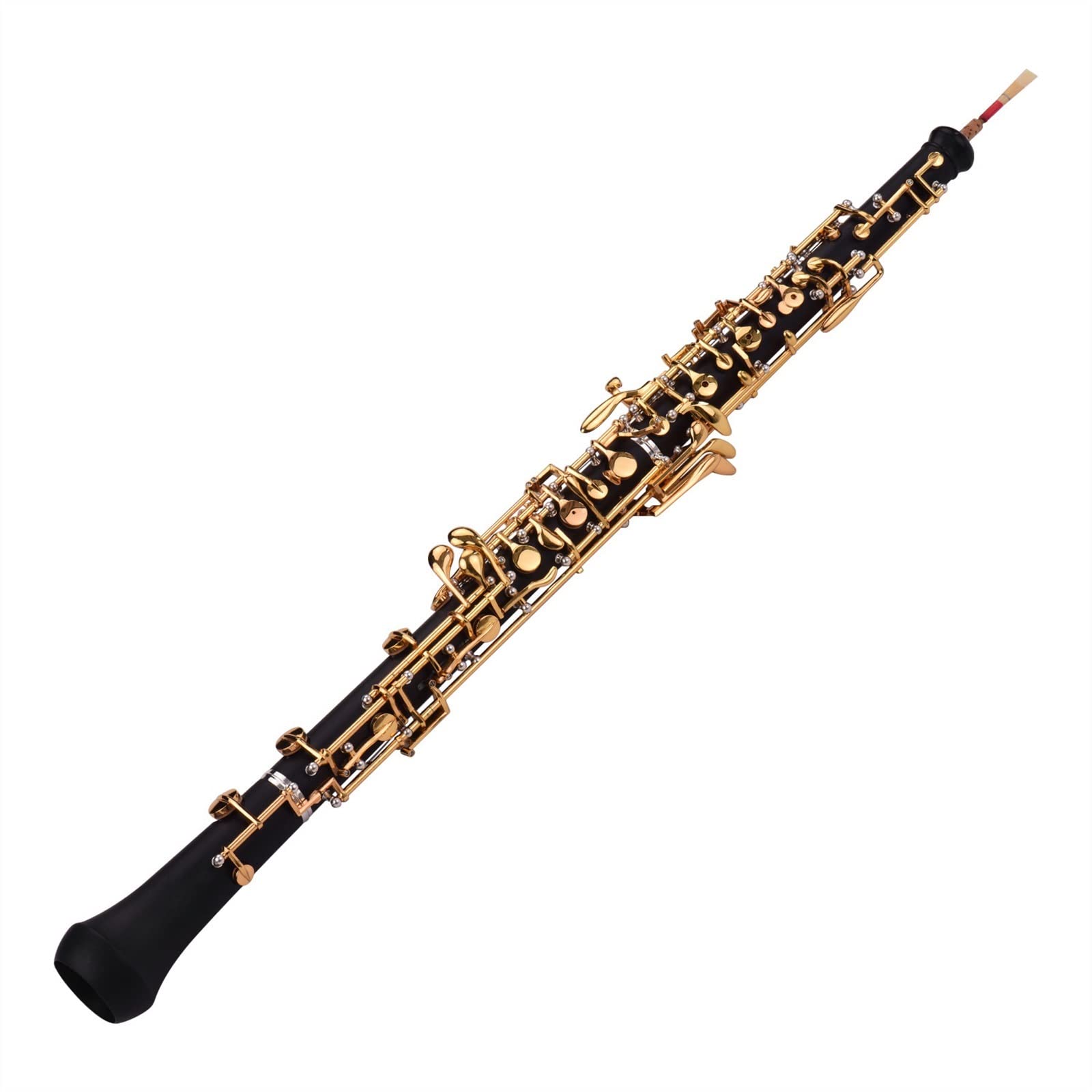 Oboe Professionelle Oboen-C-Taste, Halbautomatischer Stil, Versilberte Tasten Mit Oboenrohr-Handschuhen, Tragetasche (Color : Gold)