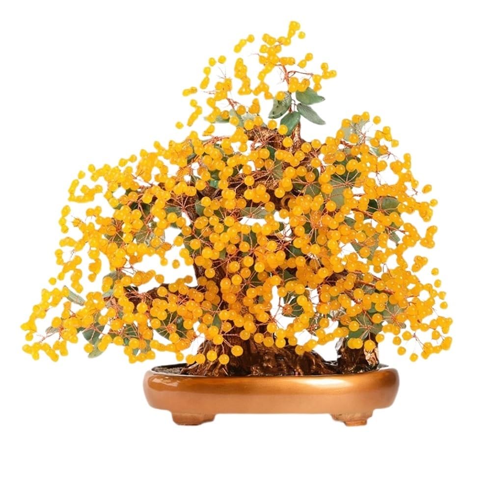 Arbre à Argent en calcédoine et cristal pour déco zen de bureau