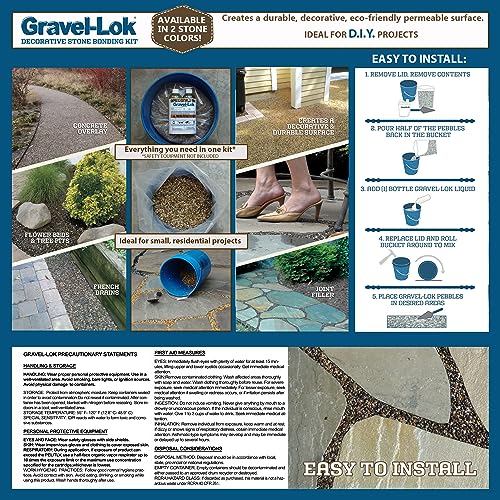Gravel-Lok DIY Stone Bonding Kit: Includes 50 lbs. River Gravel and 24 oz. Gravel-Lok Bonding Liquid