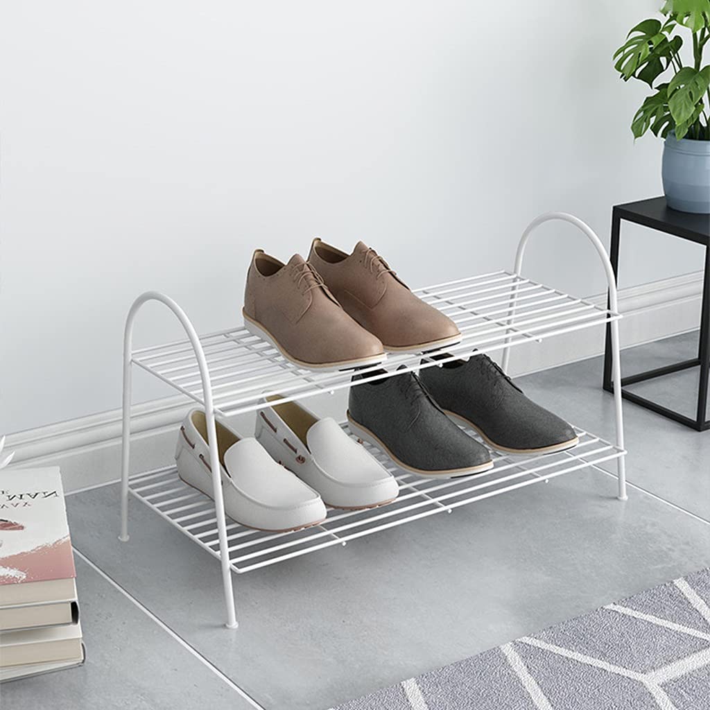 Schuhregal für Eingangsbereich, stapelbar, 6–11 Paar, Schuhregal, rutschfest, freistehend, Metall, Schlafzimmer, Schuhregal, Zapatero für den Eingang (Farbe: Weiß, Größe: 63 cm)