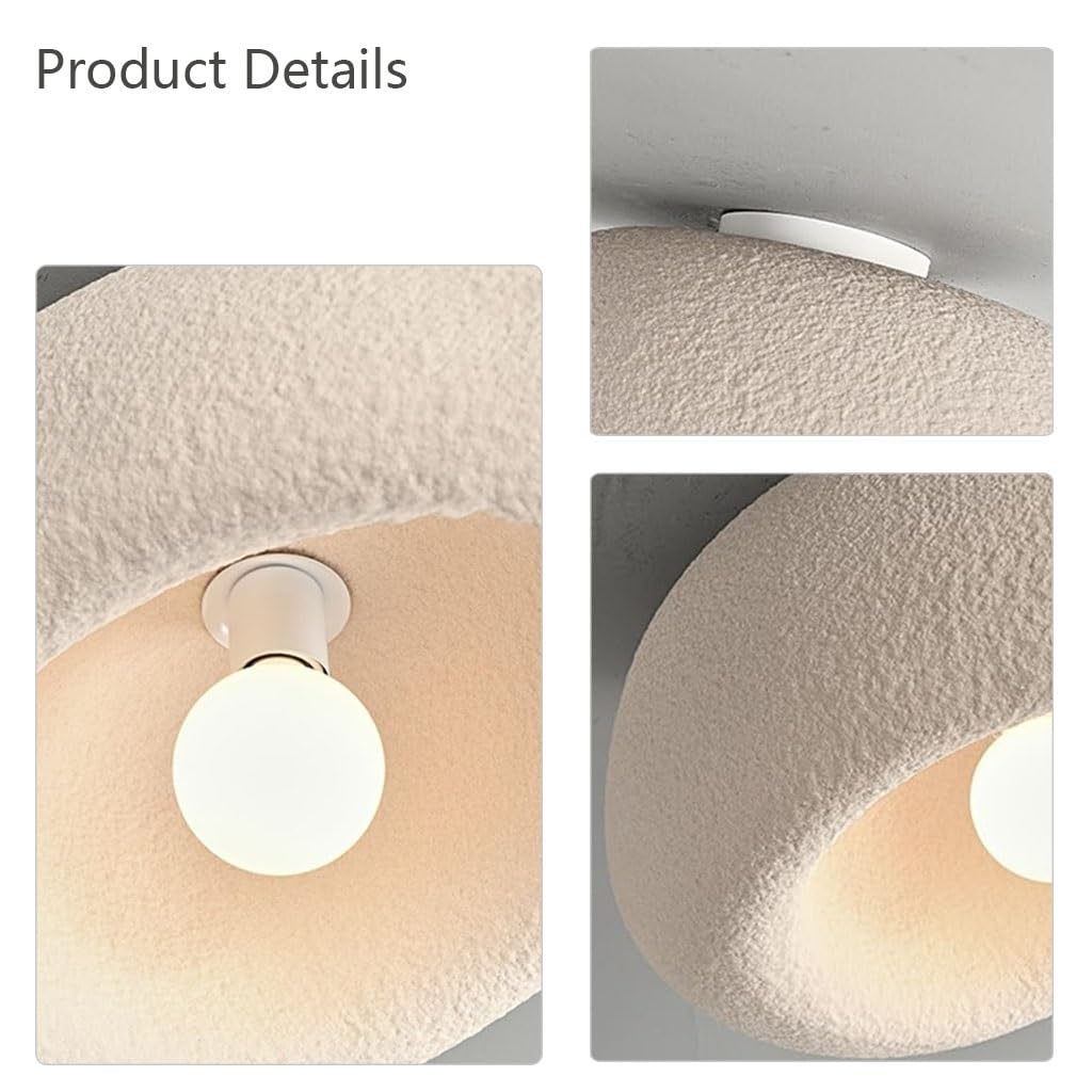 Plafoniera Moderna Luminario Soffitto Stile Wabi-Sabi Con Paralume In Polietilene Attacco E27 Luce Creativa Beige Per Camera Da Letto Soggiorno Corridoio E Cucina Illuminazione(30cm)