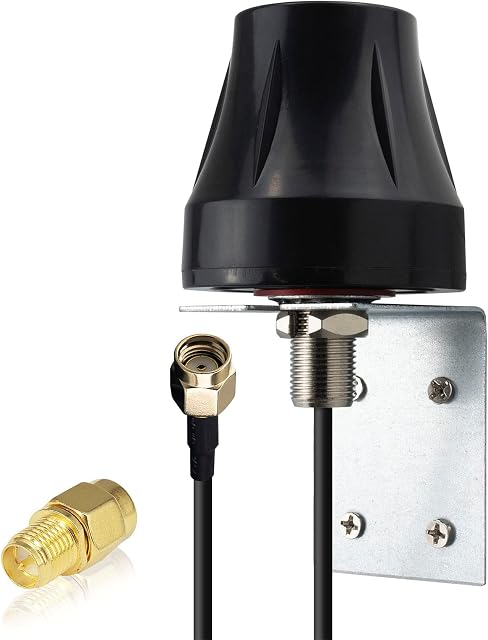 YILAINDUO 6dBi Dual Band 2.4GHz 5G 5.8GHz Omni-Directional Waterproof Wall Mount Outdoor RP-SMA Male Antenna + SMA Male to RP-SMA Female RF Adapter for WiFi Router Wireless Network Security IP Camera