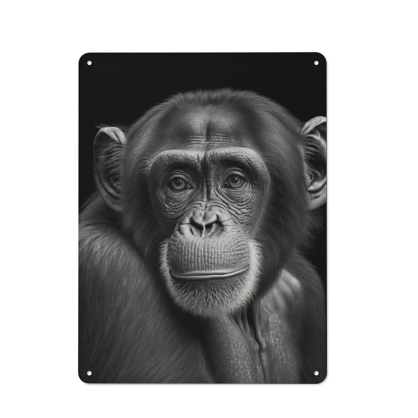 Junmoney Style-11 Portrait Of A Chimpanzee Printed Metal Sign 40X30cm For Garage Wall, For Collectors Of Vintage Metal Wall Decor