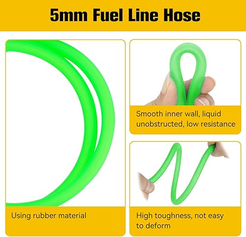 Miniatura 19 de HIAORS Manguera de motocicleta Manguera de línea de combustible de gasolina, tubo de tubo de gasolina y aceite, abrazadera de línea de filtro