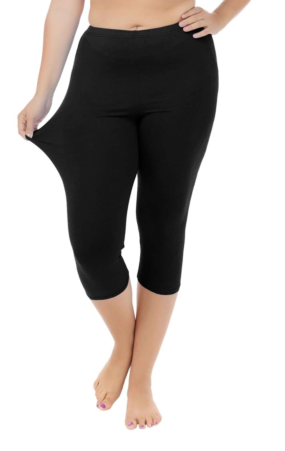 Women's Plus Size Capri Leggings Lightweight Soft Crop Leggings Yoga Pants | Basic Style, 3/4 Length Leggings, Stretchy