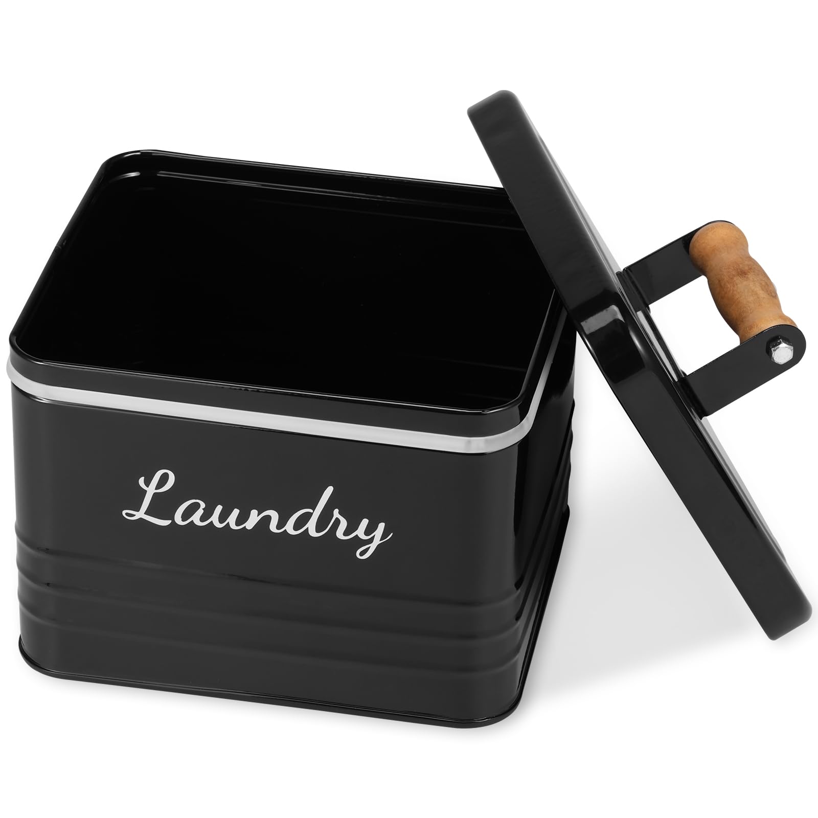 Nihuifdpy Black Laundry Storage Containers, Metal Dryer Sheets Organiser With Lid, 18.5X13x15cm Minimalist Dryers Sheet Holder For Easy Access, Holds Laundry Gel, Dryer Sheets, Clips(Black)