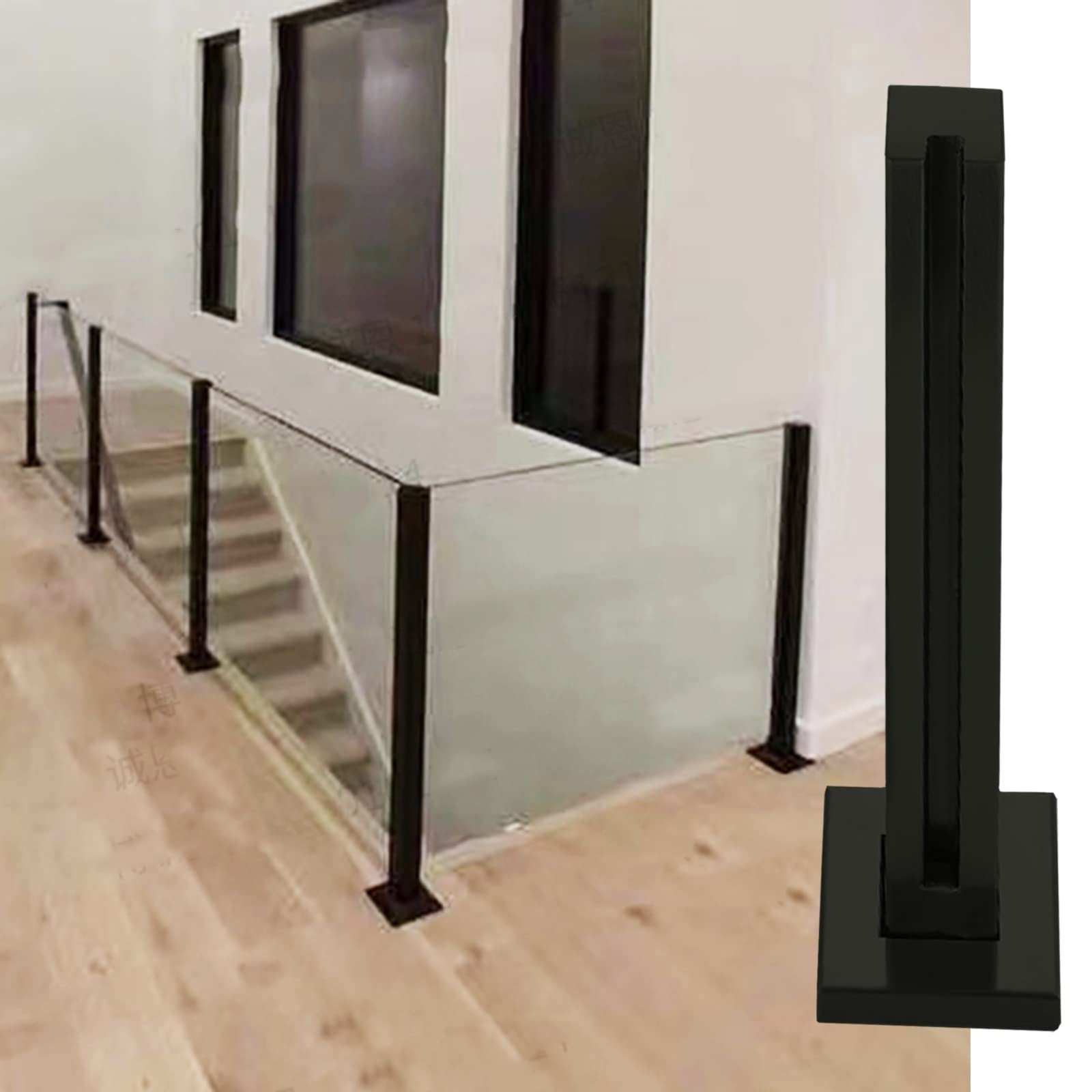 ZJKXJH Interior Staircase Glass Railing Clamp, Balusters Column for Hallway Loft Stairway Steps, Fencing Panels Post with Screw & Decorative Lids(Color Gray,Hight 85cm/33in)
