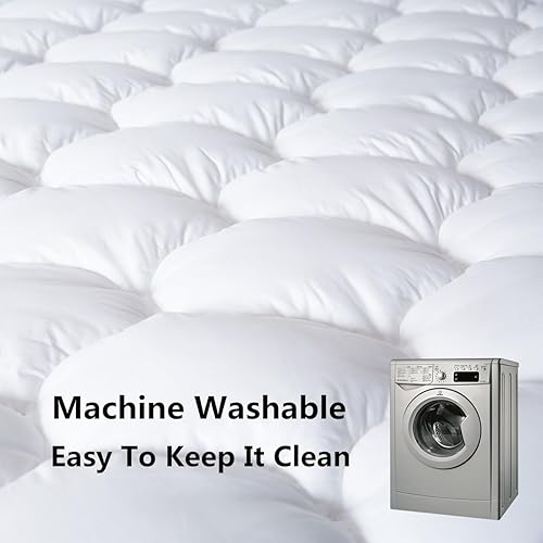 Miniatura 3 de Protector de colchón tamaño California King, funda de colchón acolchada, parte superior de almohada con relleno de fibra en espiral 5D y 7D