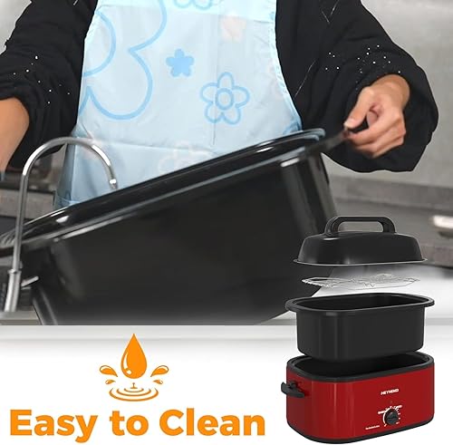 Miniatura 5 de Tostador eléctrico de pavo de 26 cuartos de galón, horno tostador grande de acero inoxidable con función de descongelación y calor, temperatura