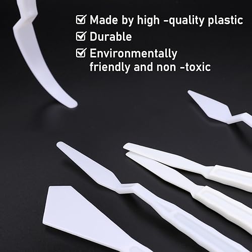 Miniatura 5 de 30 cuchillos de paleta de plástico, juego de cuchillos de paleta delgados y flexibles, cuchillos de arte, cuchillos de paleta para pintura acrílica,