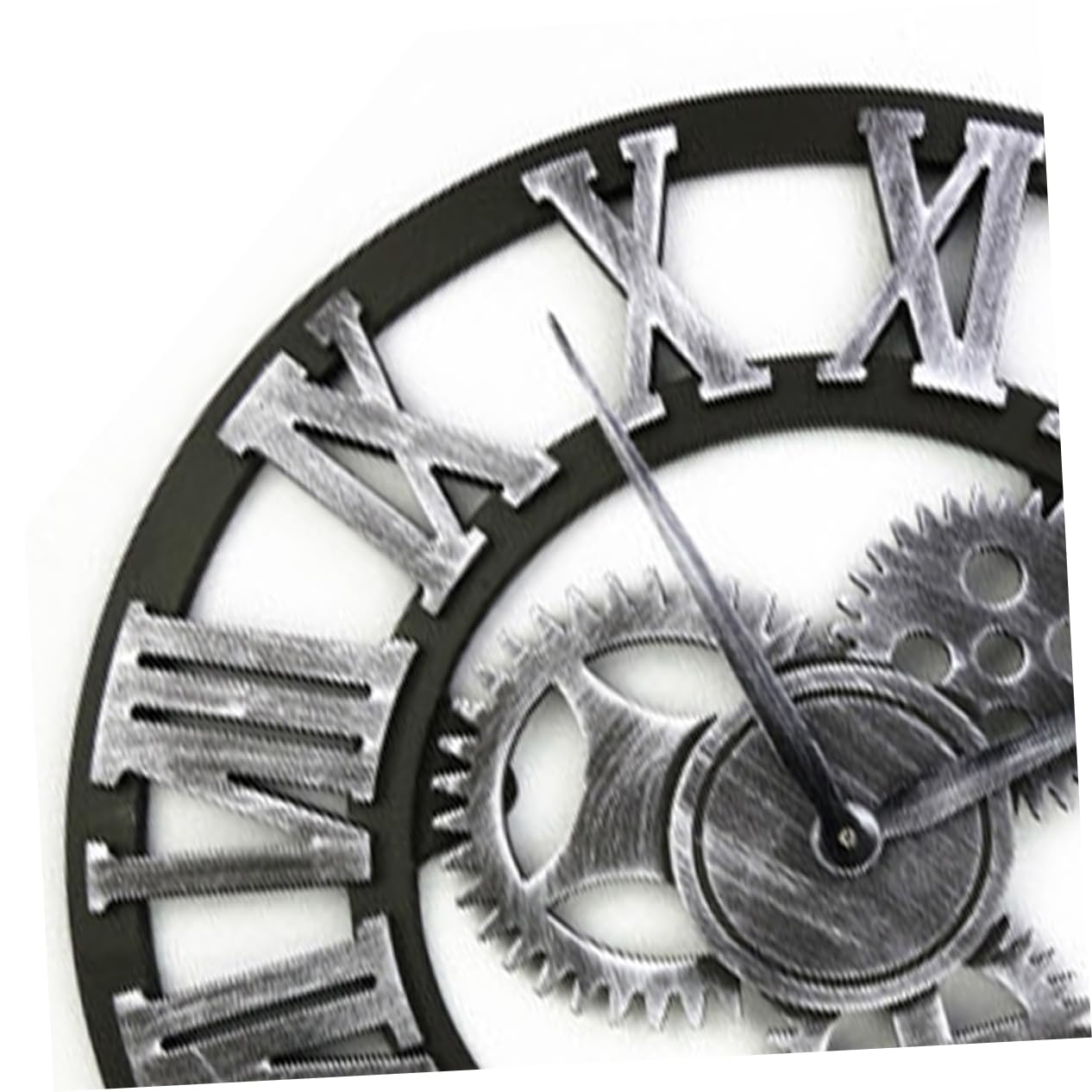 PRETYZOOM Reloj de Pared Diseño Original Estilo Industrial de 34 Cm en Madera Color Plata, Fácil de Instalar y Quitar para Salón u Oficina