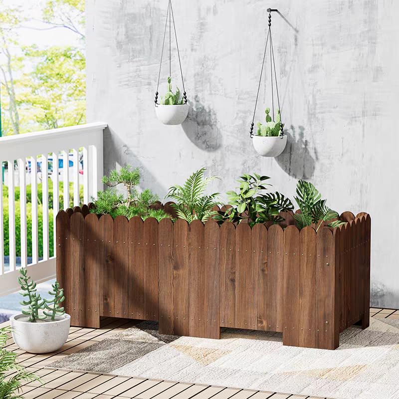 LINGWEI Handcrafted Wooden Flower Pot Versatile Indoor & Outdoor Planters for Gardens, Stylish Plant Pots for Flowers, Trees, Perfect Garden Decoration Items and Planter Boxes (Big)