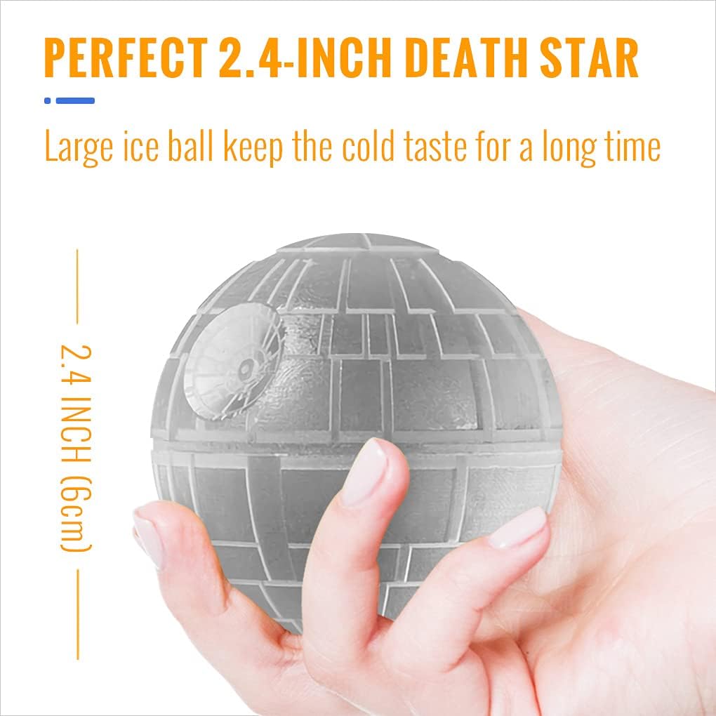 Round Ice Cube Mold Star Wars Death Star Ice Cube Molds for Whiskey Bourbon Cocktails Chocolate (3 Pack + 2 Coasters+1Tray+ Starry bag)