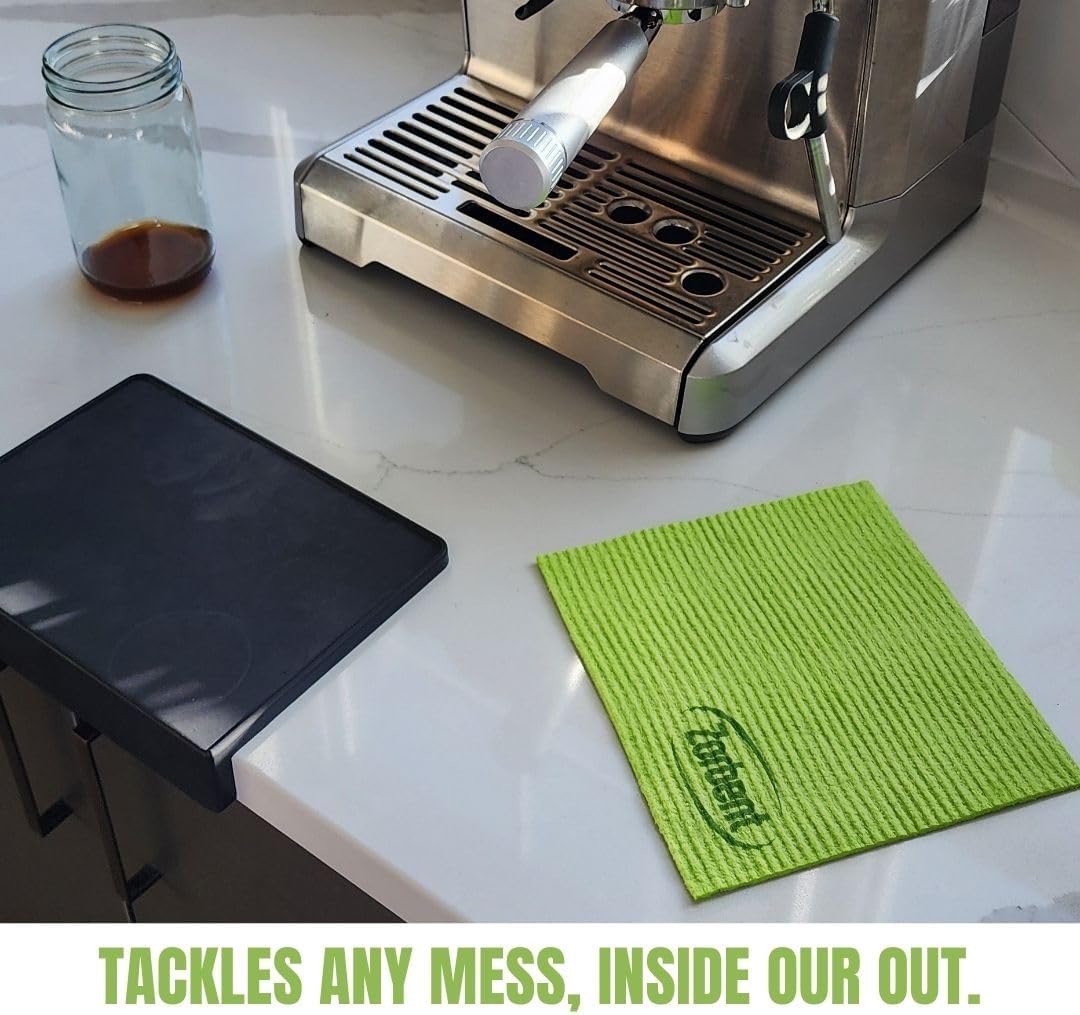 Zorbent Super Absorbent Towels 10 Pack, Green, Reusable Paper Towel Alternative, Lint Free Cleaning Cloth for Kitchen, Gym, Shoes, Travel, & Camping, Multipurpose Damp Duster, Spill & Mess Cleaner