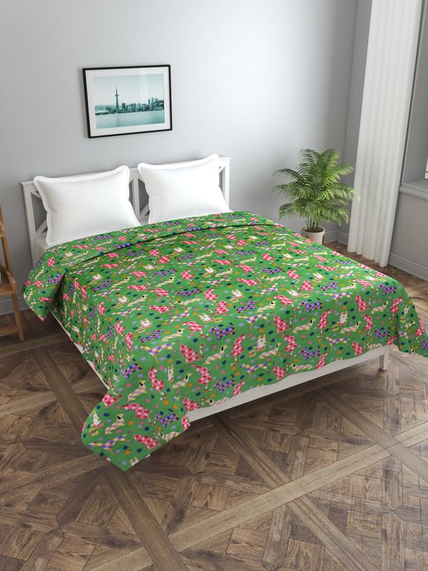 MORADO 190 GSM Flannel Super Soft Warm Double Bed Quilt Cover/Duvet Cover/Rajai Cover/Blanket Cover for Winters with Zipper - 90x100 Inches, Green-image-23