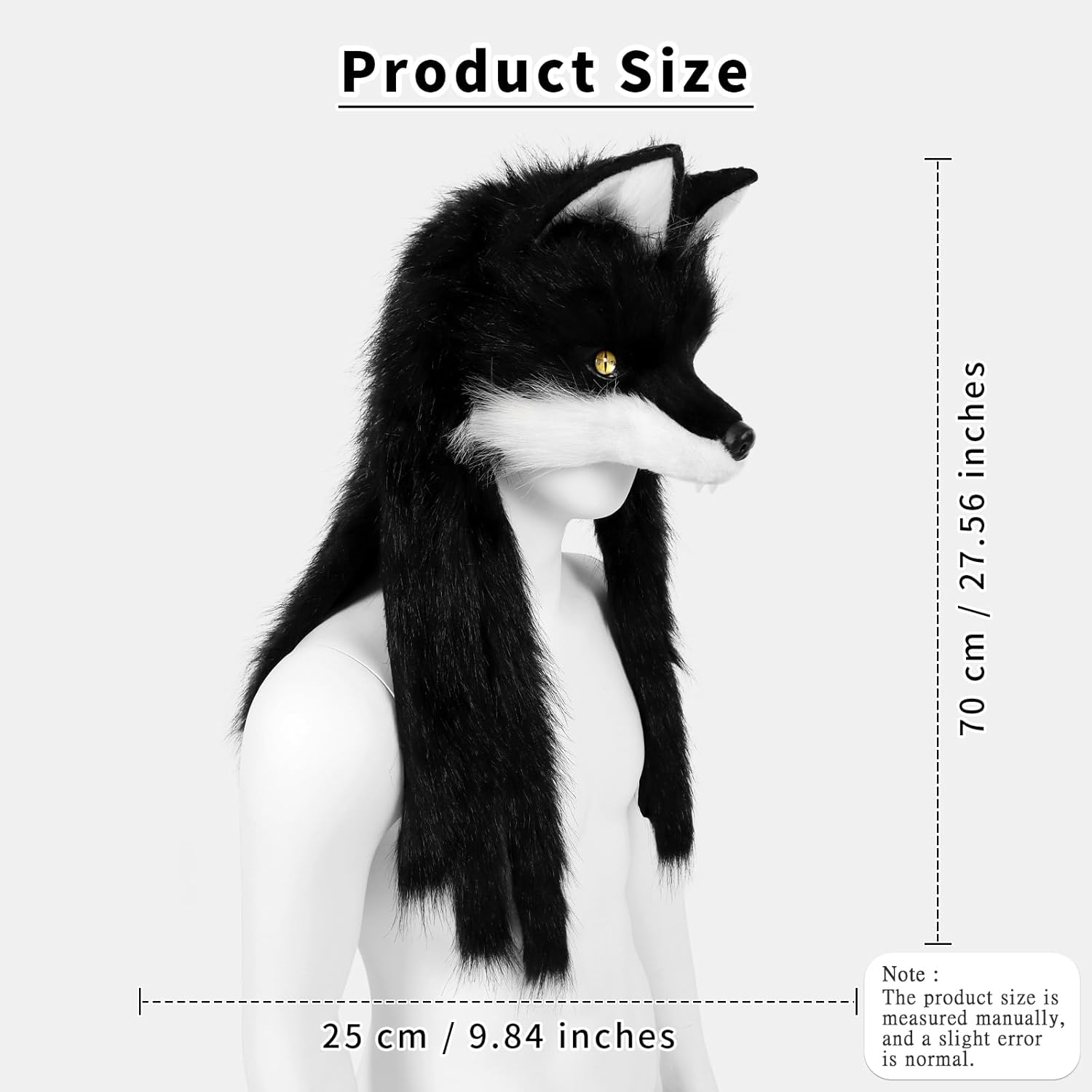 Faux Fur Animal Wolf Fox Head Mask Plush Costume Accessories for Halloween Cosplay Party - Image 2