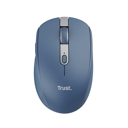 Trust Ozaa Souris sans Fil Bluetooth + 2.4GHz, Silencieuse Compacte, Bleu