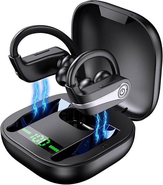 Wireless Earbuds, Wireless Headphones Sport Bluetooth 5.1 Headphones In Ear with Mic, IP7 Waterproof Wireless Earphones Deep Bass Noise Cancelling, 50H Ear Buds with LED Display, Headsets for Running