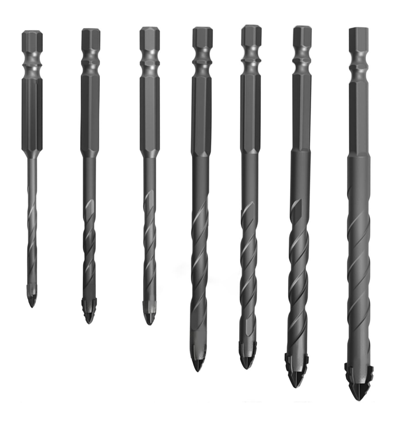 Juego De Brocas 4 Mm, 5 Mm, 6 Mm, 7 Mm, 8 Mm, 10 Mm, 12 Mm Acero De Tungsteno Brocas Hormigon Punta En Cruz DiseñO Dentado De Cuatro Filos Taladro ExcéNtrico Para Azulejos, HormigóN Y Vidrio