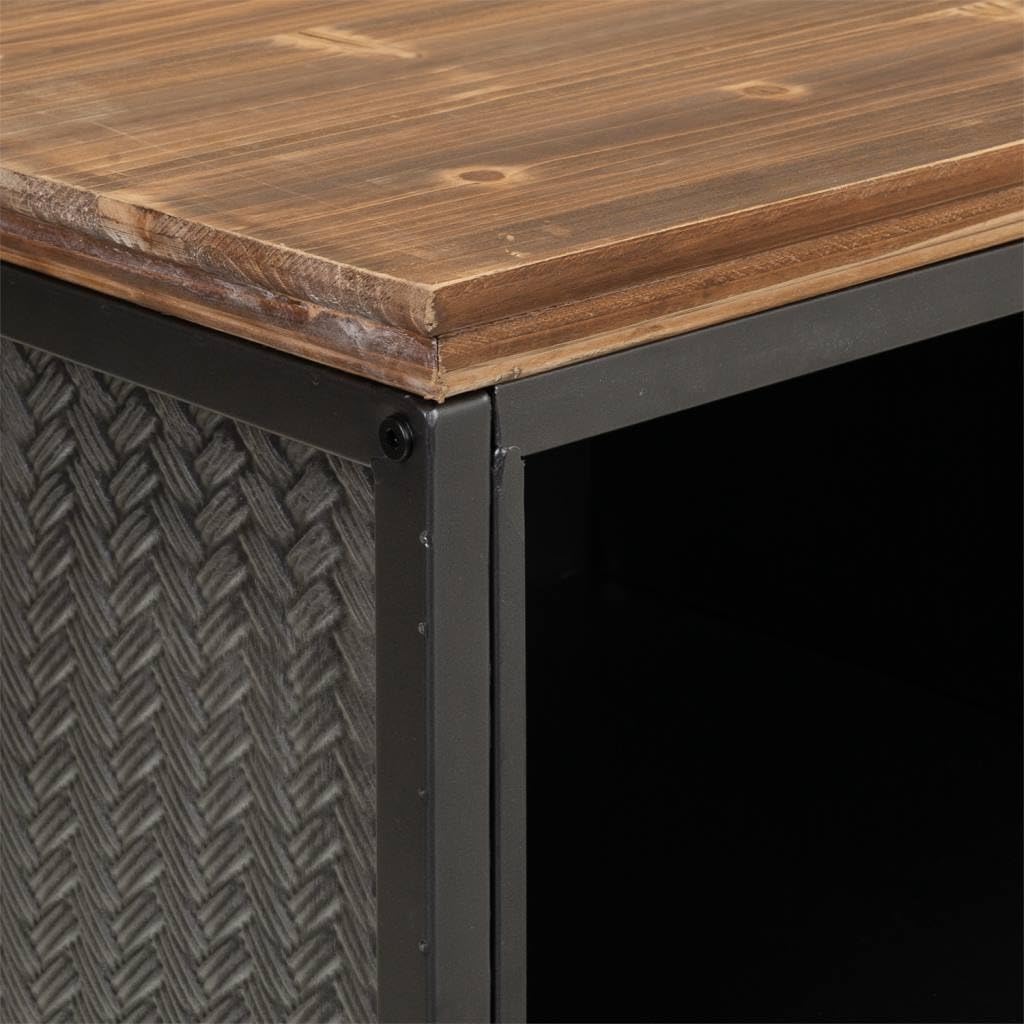 WANDERLUST DECO Aparador de Metal y Madera Negro 121,5x36x82,5