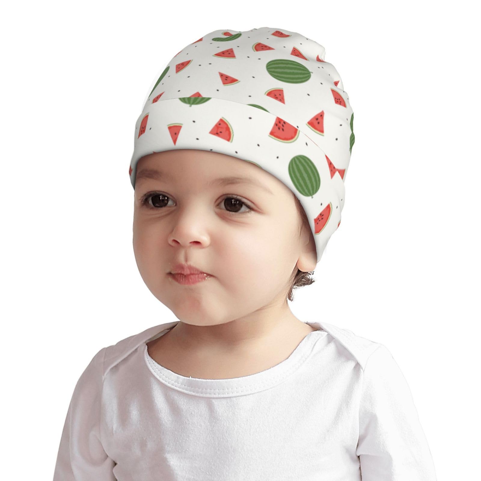 Rqzwdq Watermelon Print Kids Beanie Hats Warm Knit Beanie Cap Skull Caps Gifts Decor for Boys Girls White