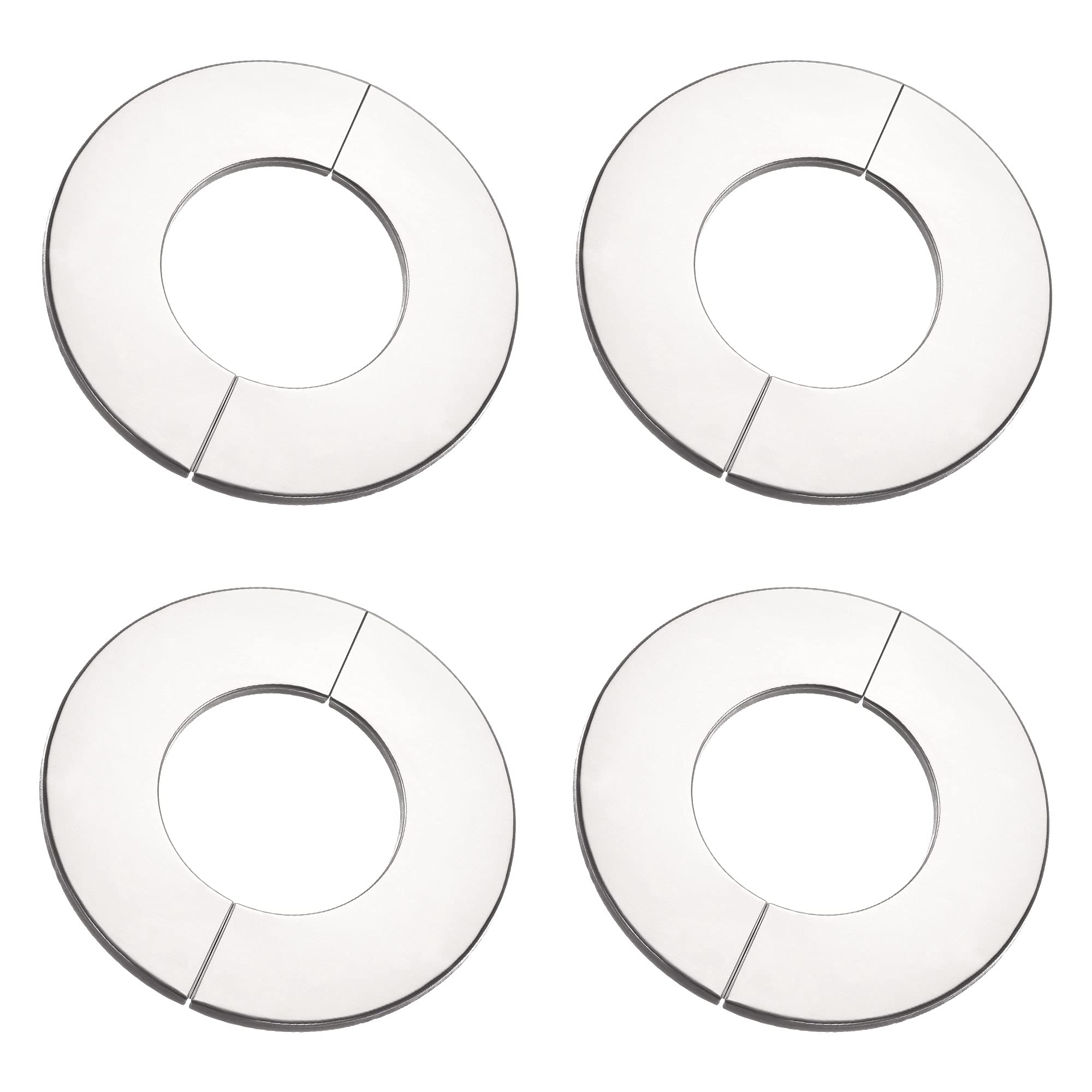 Rosace inox 61 mm lot de 4 caches ronds pour masquer les tuyaux