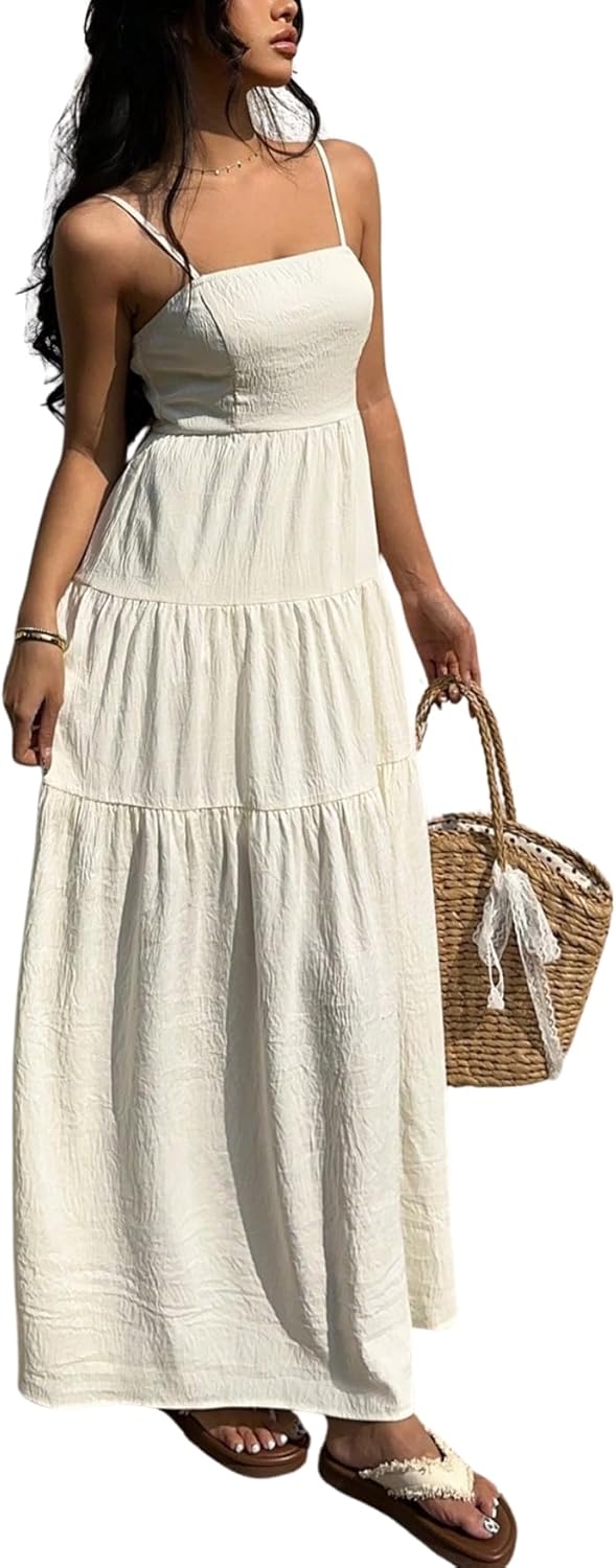 Verdusa Women's Summer Vacation Maxi Dress Beach Sundress Long Cami Dresses Going Out Outfits