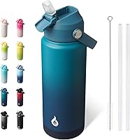 Vista 44 de BJPKPK - Botella de agua aislada con tapa de popote, termo grande de 40 onzas, botellas de agua de acero inoxidable libres de BPA a prueba de fugas