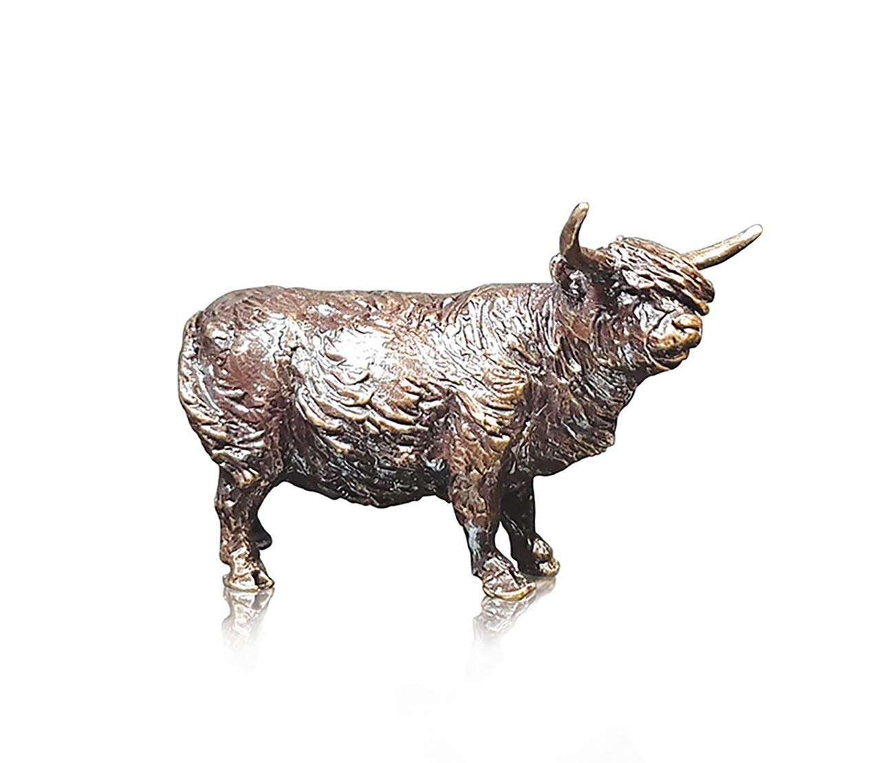 Richard Cooper Bronze 2092 Highland Cow Solid Miniature Statue Sculpture Figure - 4.5 X 2.7 X 2.2 Cm