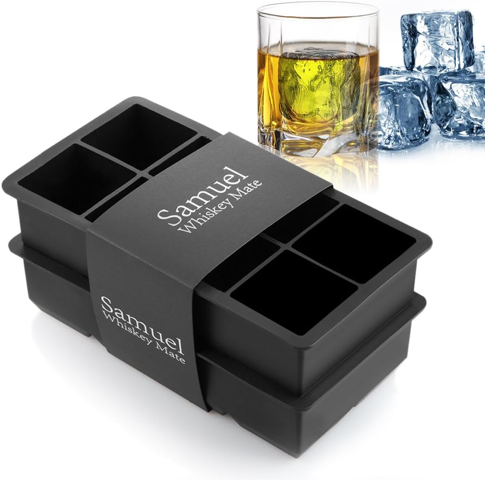 Samuelworld Ice Cube Tray Large Size Silicone Flexible 8 Cavity Ice Maker for Whiskey and Cocktails, Keep Drinks Chilled (2pc/Pack): Home & Kitchen