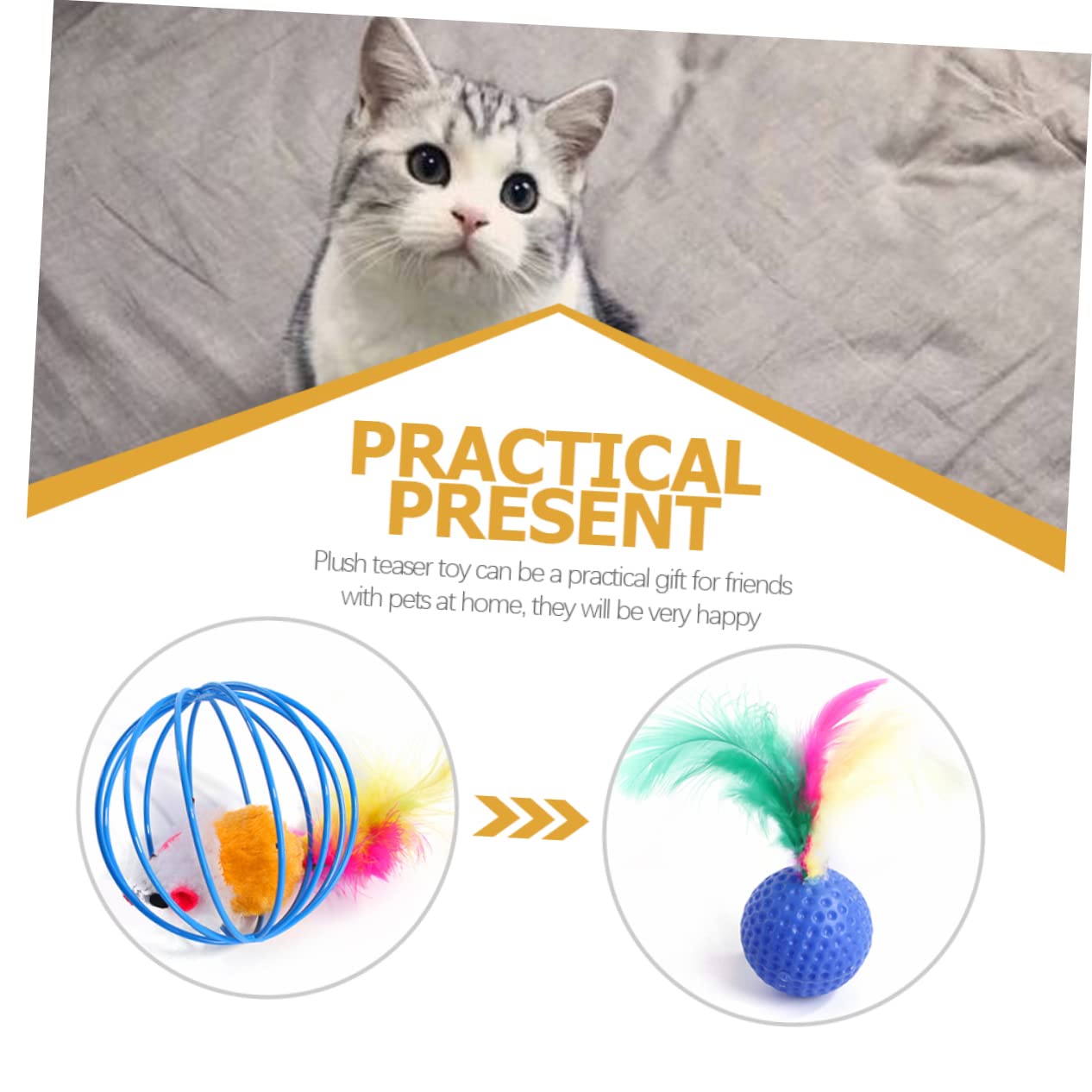 VANZACK 48 Piezas Campana Gato de Juguete Juguetes de gatera para Gatos Juguete Interactivo para Gatos Gato Jugando a la Pelota Gatito burlas Juguetes Mascota Necesidad