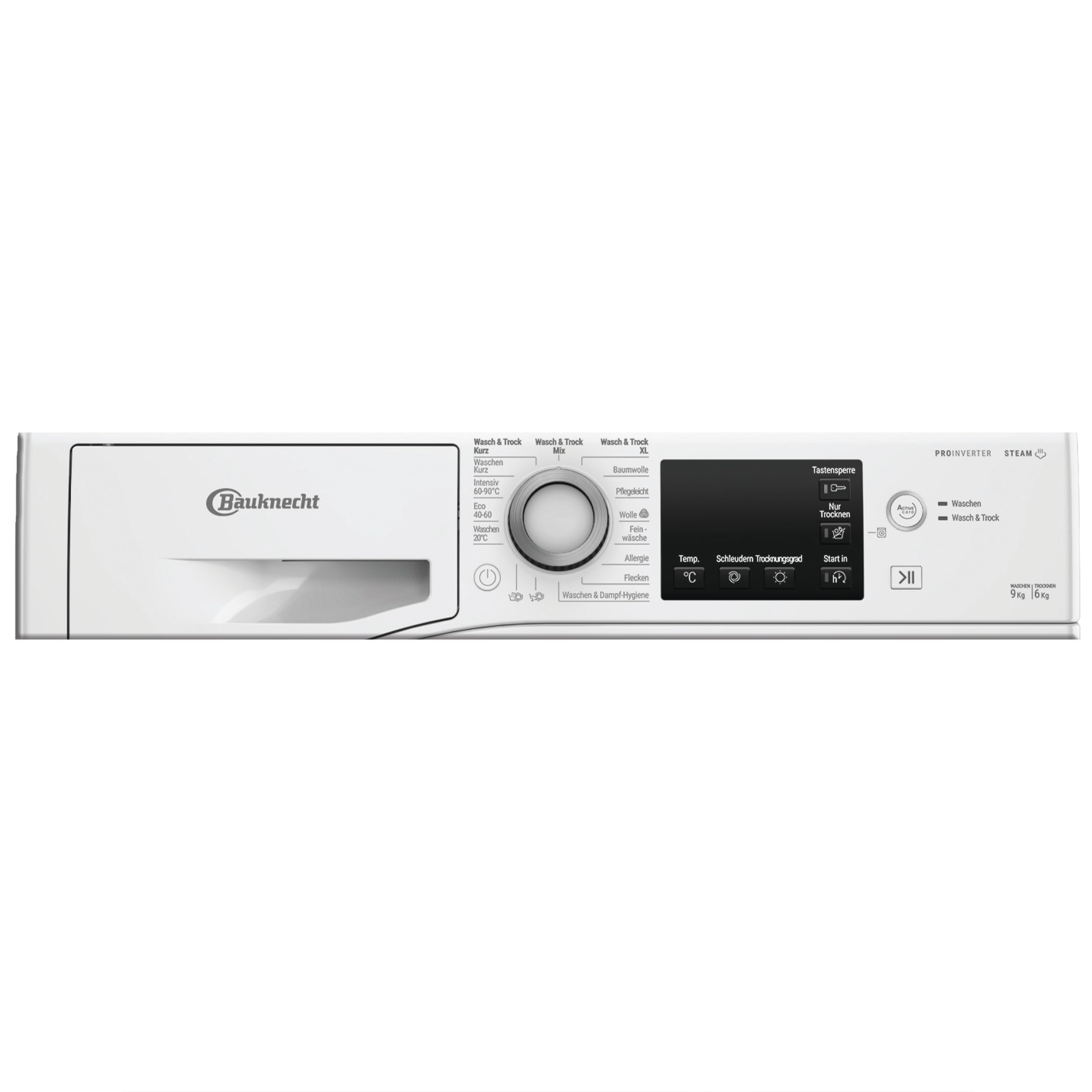Bauknecht WD 96RC DA Waschtrockner, 9 kg Waschen / 6 kg Trocknen, 1400 U/min, Active Care Wash & Dry, Anti-Allergie-Programm, Dynamic Inverter-Motor, Nachlegefunktion, Weiß