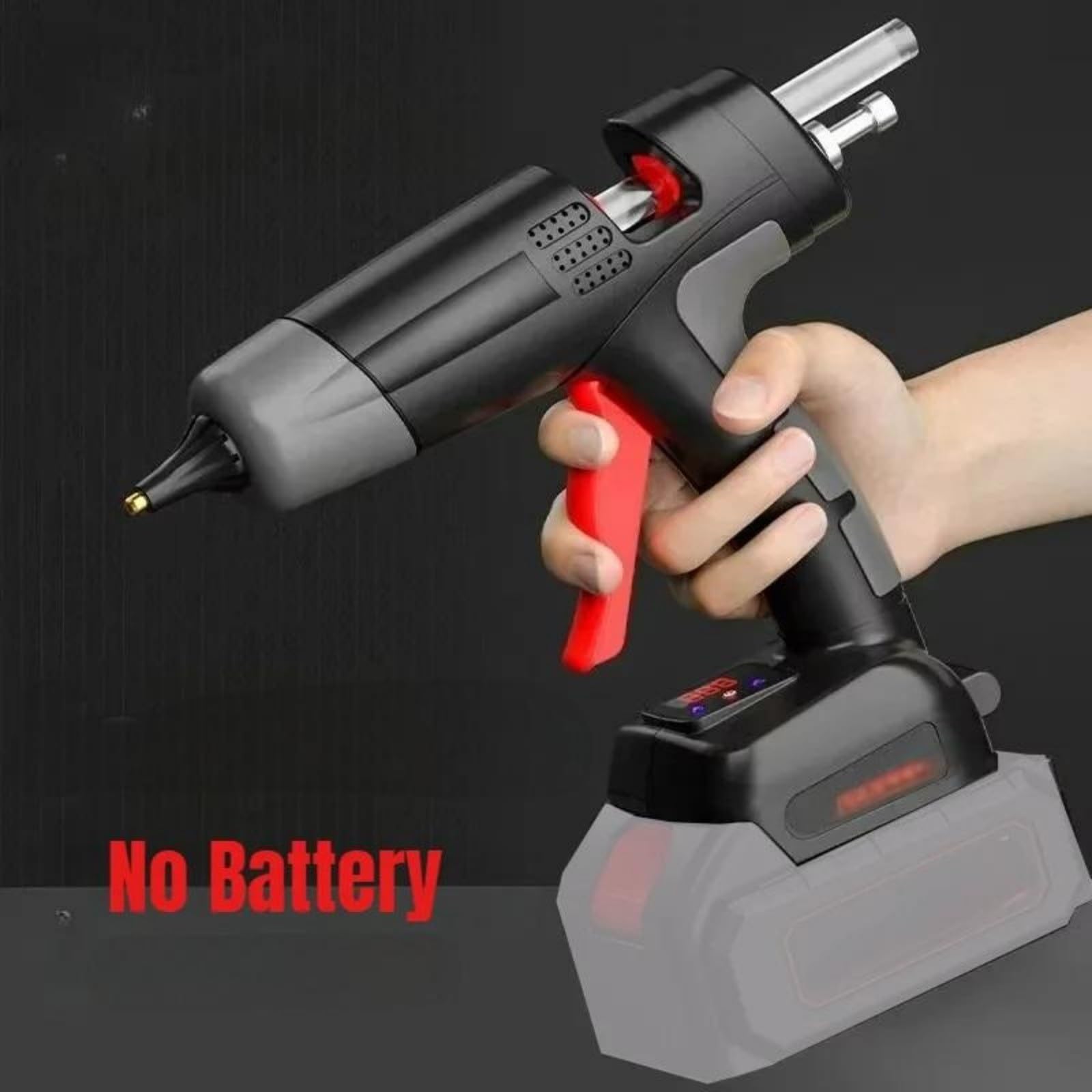 Pistola Silicona Caliente, Pistola de Pegamento inalámbrica de 21 V, Temperatura Ajustable, sin batería, Pistola de Silicona Negra for Barras de Pegamento de 11 mm para Reparaciones