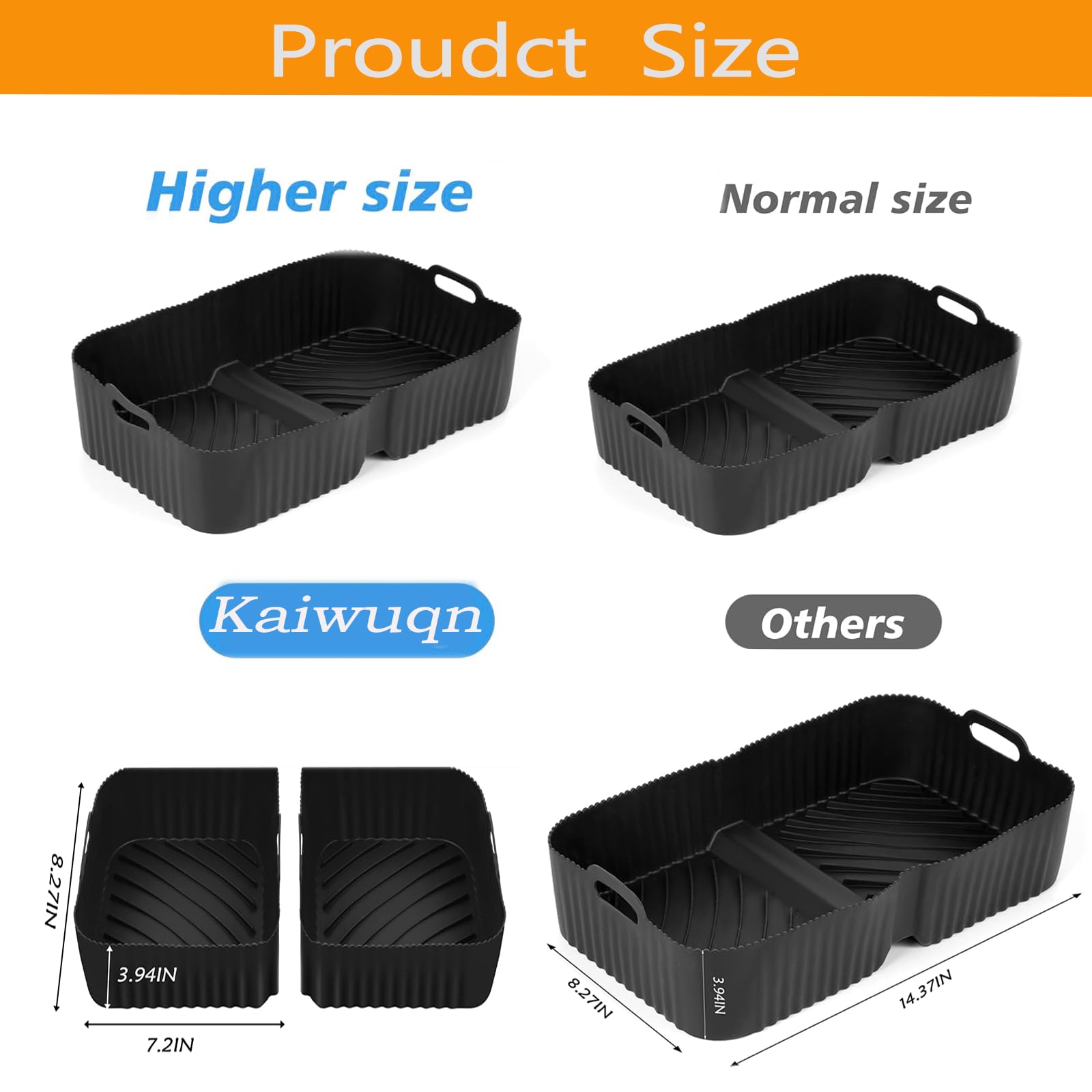 Siliconen coating voor luchtfriteuse voor Ninja AF500 friteuse 8-10QT rechthoekige airfryer-inzetstukken, coating voor luchtfriteuse, siliconen