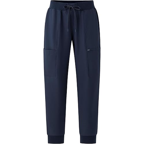 Ubon Women's Scrub Pants Workwear Elastic Drawstring Yoga Jogger Soft Stretch with Cargo Pockets