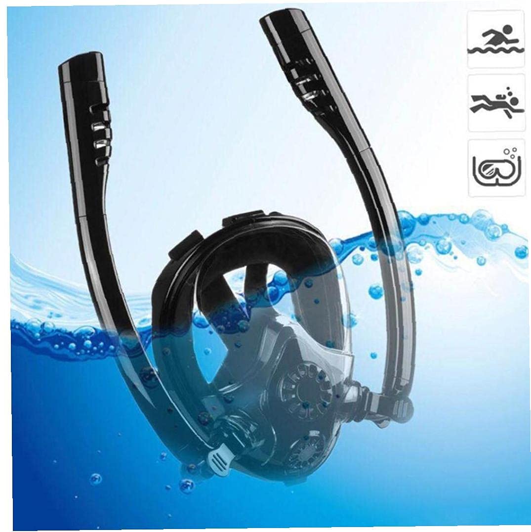 Dual Tubo Snorkel Respiración Snorkel Mascarilla Completa Anti-Fog Anti-Fugas Gafas De Buceo con Montura Doble Flujo De Aire Silicac