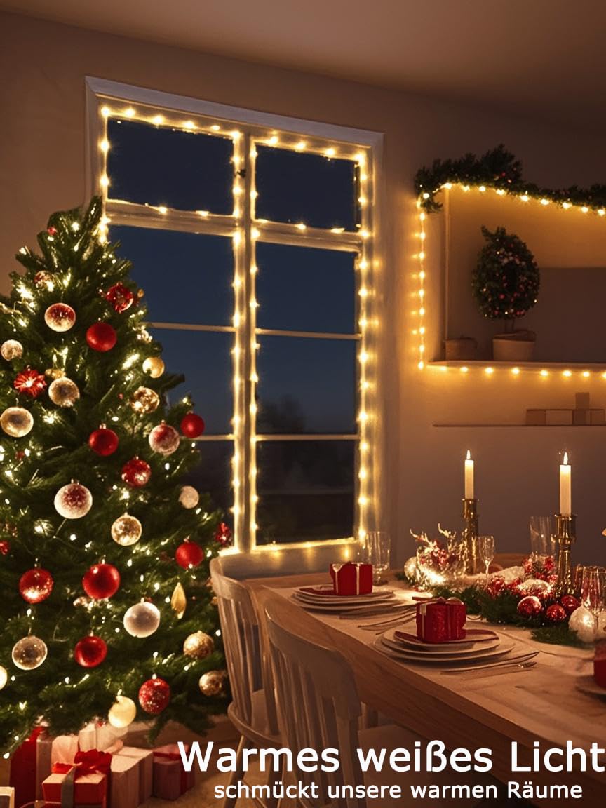 LED Schlauch 20m Wasserdicht,USB & Solar Lichterschlauch Aussen,für Innen außen,8 Modi,Timer,Fernbedienung,Wetterfest Lichterkette für weihnachten Hochzeit Party Deko,(Warmweiß)