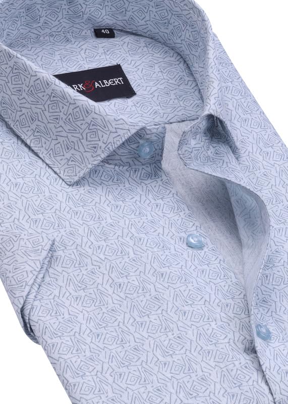 Image of Mark & Albert Men's Half Sleeve Cotton Linen Shirt Blue